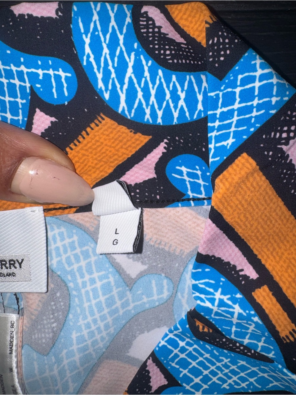Burberry Blue & Orange Logo-Pattern Leggings - Picture 4 of 6